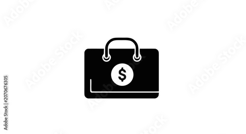 Black briefcase with dollar sign handle.