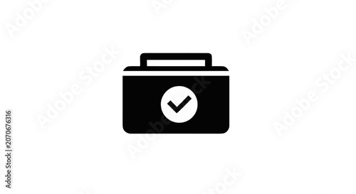 Black briefcase with check mark.