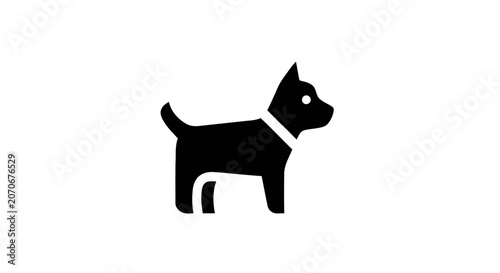Canvastavla Black dog standing profile view.