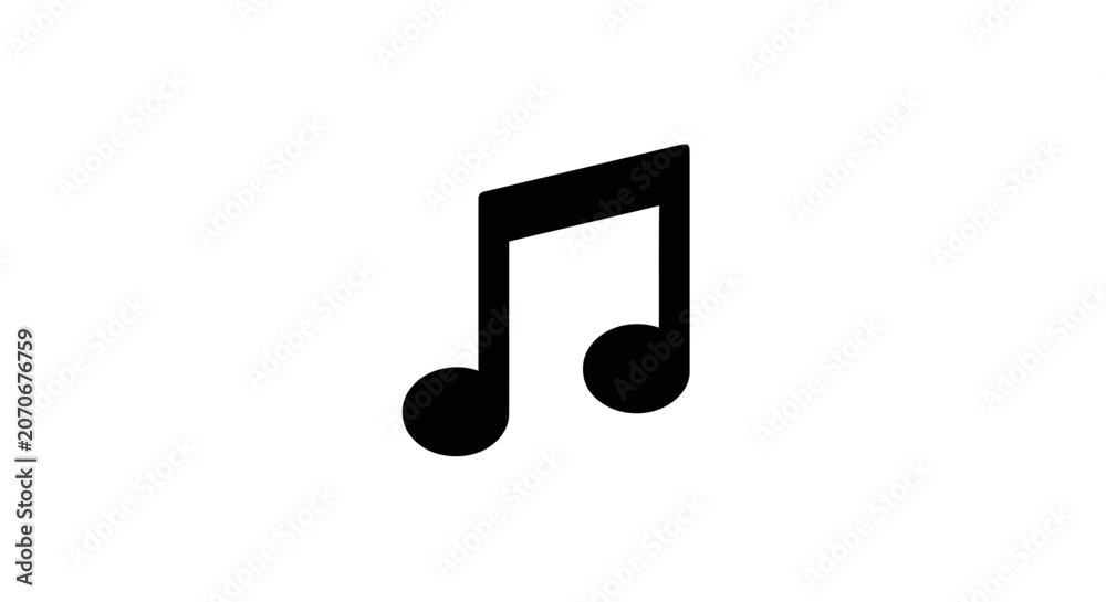 Fotografie Black eighth note music symbol.