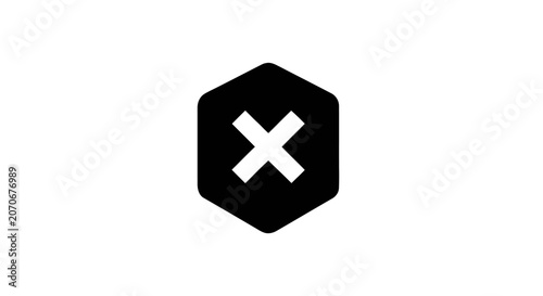 Photos Black hexagon with white cross symbol.