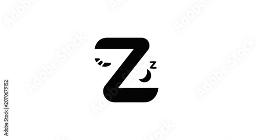 Fotografie Black Letter Z Sleep Symbol Logo.