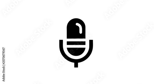 Fotografie Black Microphone Icon Isolated On White.