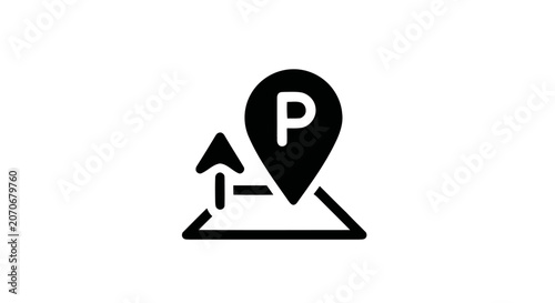Black Parking Direction Sign Icon.
