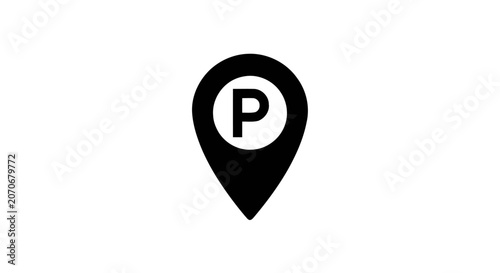 Black Parking Location Pin Icon.