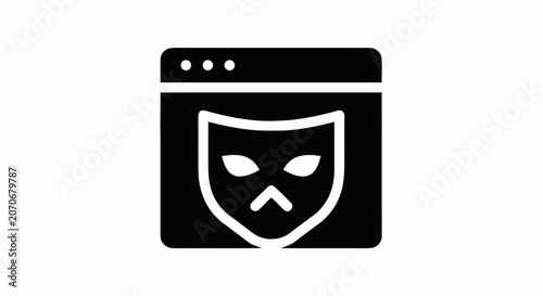Obraz na plátně Black shield icon with angry face.