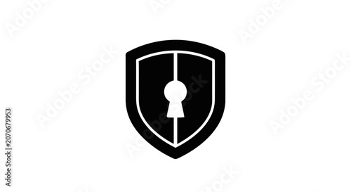 Obraz na płótnie Black shield with white keyhole logo.