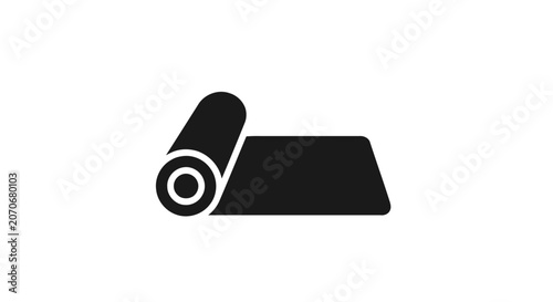 Black rolled up yoga mat icon.