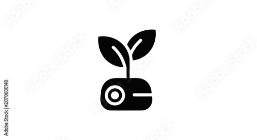 Black seedling sprout icon on car.