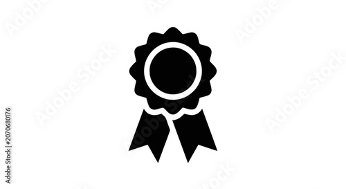 Black rosette award symbol icon.