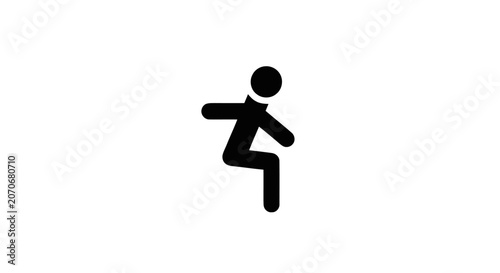Black stick figure in motion running.