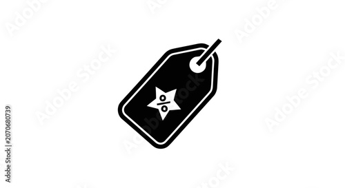 Black Tag with White Star Symbol.