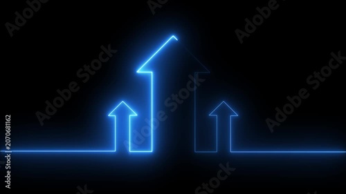Animated neon glowing arrows motion graphics background loop.