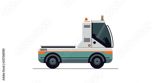 Airport Baggage Tug Flat Design Illustration
