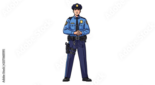 Illustration of a police officer standing in uniform.