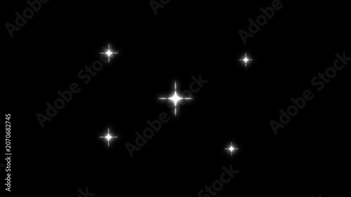 sparkling stars Shine animation. blinking light effect on black background, Twinkling stars night sky, stars shine animation. Twinkle star doodle style looping animation. 4k