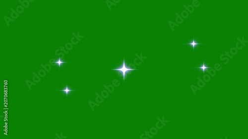 Twinkling stars sparkle glitter animation on green background. magical glitter star motion graphics. Twinkle star glitter sparkle, white cartoon, flat, vector, 4K seamless looping animation.