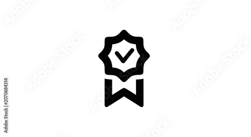 Bild auf Leinwand Checkmark Icon on Ribbon Badge.