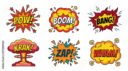 Comic Book Sound Effects: Pow, Boom, Bang, Krak, Zap, Wham Explosions