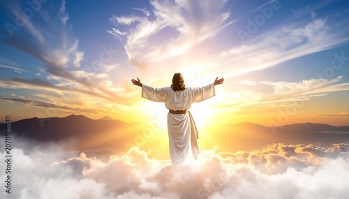 a man standing on a cloud covered mountain