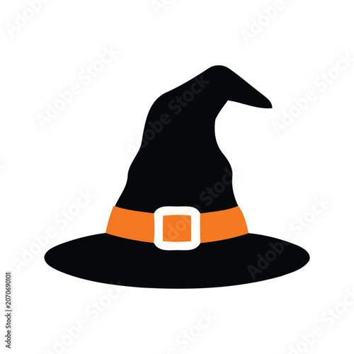 Witch hat with orange band and buckle