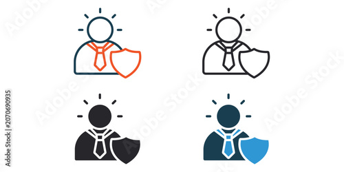 Foto confidence icons outline and Flat Style,transparent background
