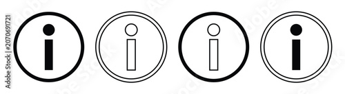 Information Icon Set Vector Collection – Circular Info Symbols Outline and Filled Design Elements
