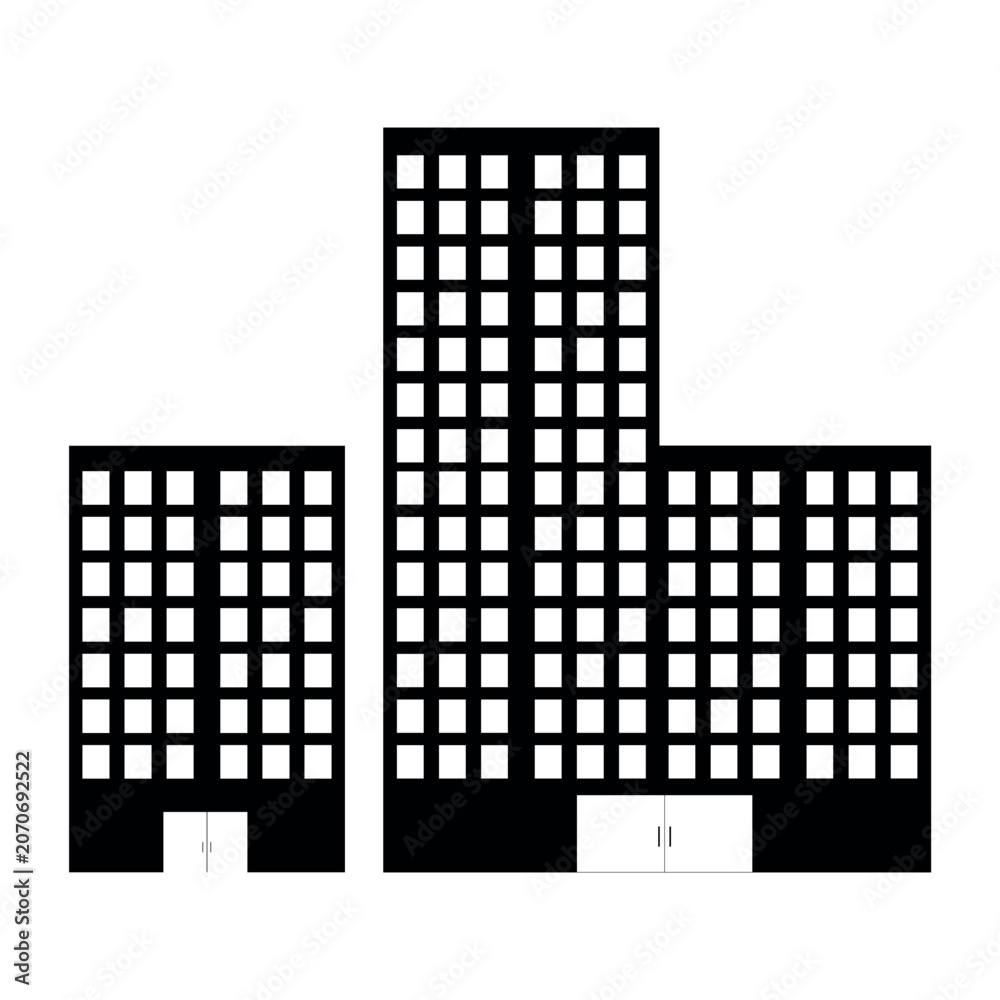 Fototapeta premium City buildings skyline architecture icons in solid outline and silhouette style.vector illustration.simple icons.