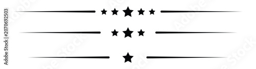 Vintage Star Divider Lines Set Vector, Decorative Horizontal Separator Collection, Western Style Border Elements Isolated on White Background