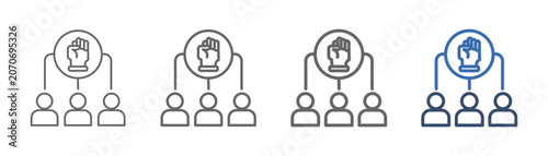 Obraz na płótnie outline icon set empowerment with hand grip design, and three people