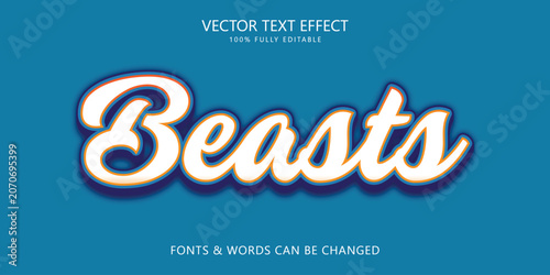 Obraz na płótnie Beast 3d text effect, Script classic basketball style text effect