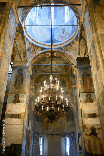An ancient painting in the Transfiguration Cathedral of the 17th century in Yaroslavl, Russia