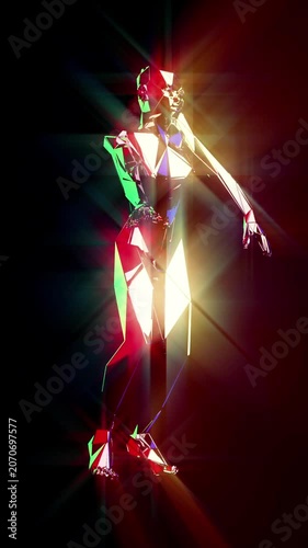 A dancing light woman with colorful reflections, Ideal for projects with the subject of abstract light  shows pop music event club disco display 