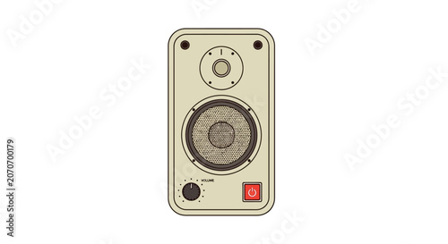 Retro Speaker Icon Vintage Audio Equipment Isolated on White Background