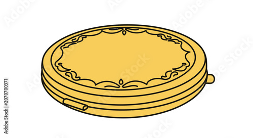 Vintage Golden Compact Mirror with Ornate Design