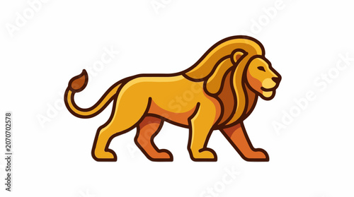 A cartoon lion with a vibrant yellow coat and a flowing mane