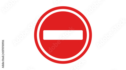 Round red prohibition sign with white bar - no entry warning symbol