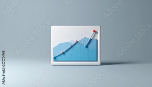 3D line chart with spike and alert dot anomaly icon isolated on white