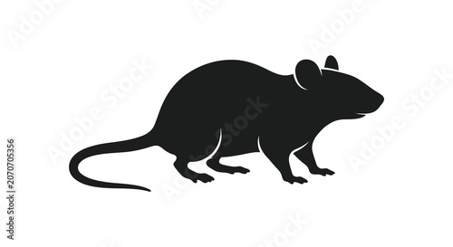Foto Black rat silhouette against a white background a simple animal depiction silhou