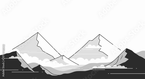Vászonkép Mountain Peaks Landscape Nature Scene.