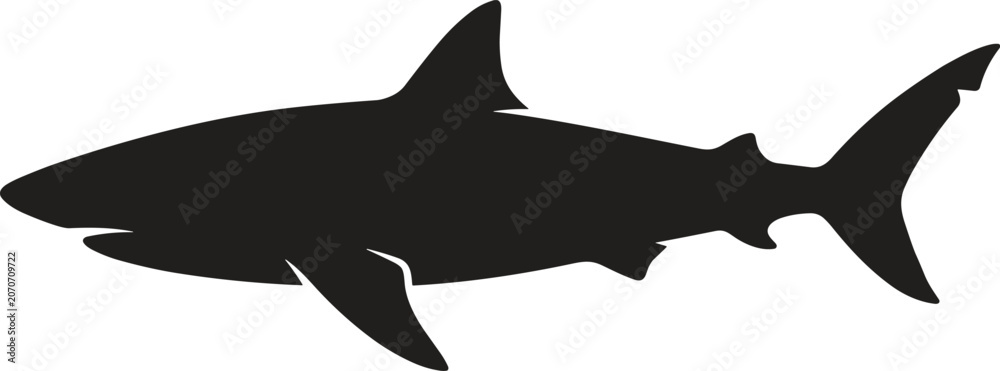 Fototapeta premium Black Shark Silhouette Facing Left – Clean Side Profile Icon