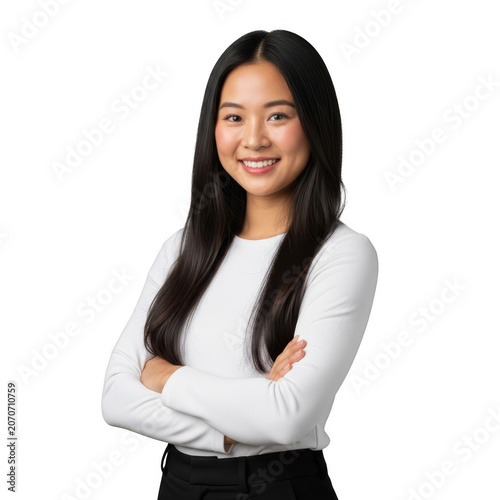 Confident professional woman with arms crossed isolated on transparent background