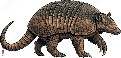 Tableau sur toile armadillo, animal, vector, illustration, isolated, white, wildlife, mammal, brow