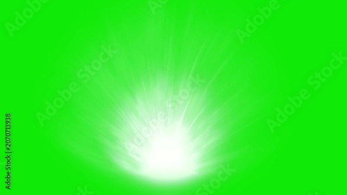 Rising white energy rays motion graphics with green screen background