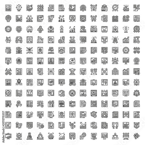 Collection of monochrome icons representing various objects and symbols.