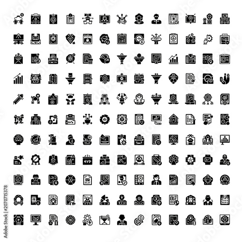 Collection of various icons in flat design style.
