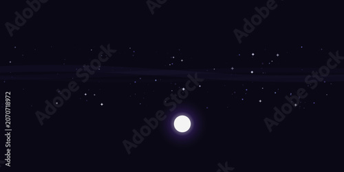Photos Bright full moon shining in starry night sky Vector, illustration