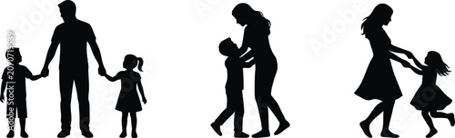 Fotografía Family silhouette collection parents with children bonding and playful moments