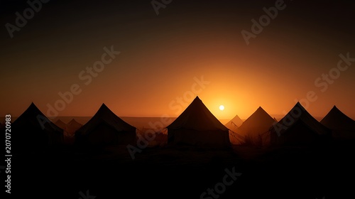 Silhouette of mountains against vibrant sunset sky
