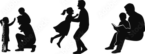 Fotografie Father and daughter silhouette stages infancy to childhood